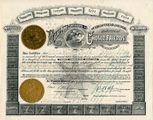 Relief Fund Certificate of the Supreme Council of the Order of Chosen Friends